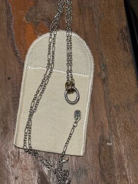 James Avery Retired Sterling Silver  & Bronze Twistable Charm holder necklace